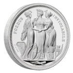 UK 5 Pounds (2 onças) Three Graces 2020 Prata Proof